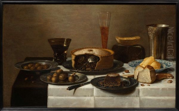 A Still-life with Bread, Cheese and a cut Pie - view 1