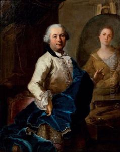 Self-portrait with a portrait of his wife by Joachim Rupalley
