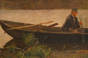 The forester Vilh. Fabricius in a rowboat.