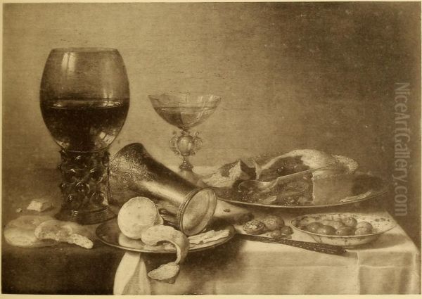 Stilleven met roemer, beker en pastei - view 1