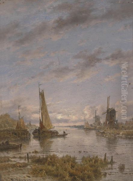 Dutch canal with sailing boats - view 1