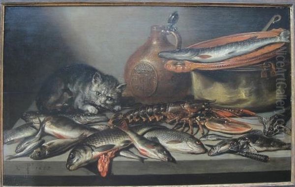 Sti ll life with a cat and fish - view 1