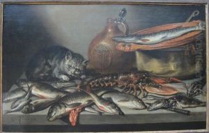 Sti ll life with a cat and fish by Pieter Claesz