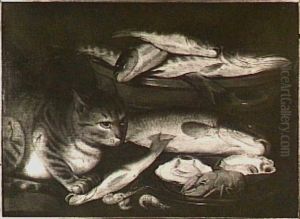Visstilleven met kat by Clara Peeters