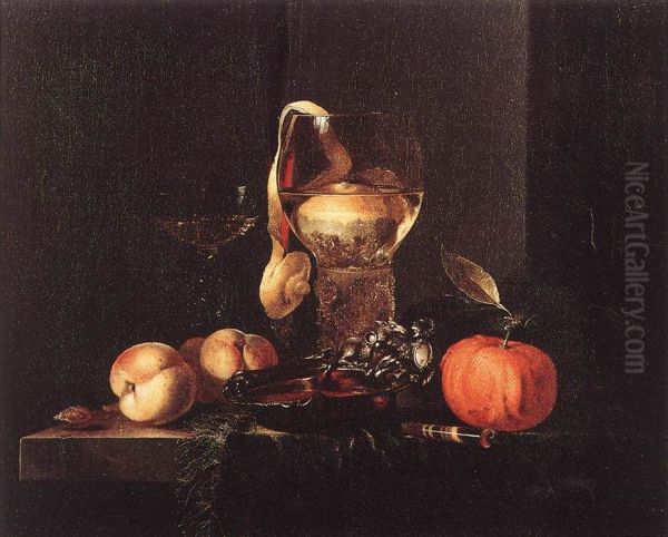 Still-Life with Silver Bowl, Glasses, and Fruit - view 1