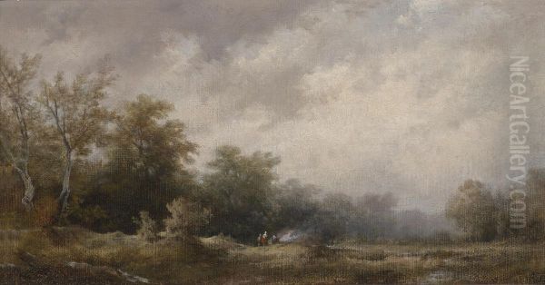 Autumnal landscape with decorative figures - view 1