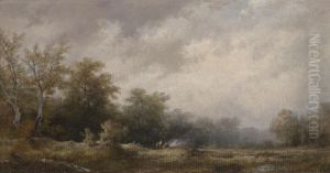 Autumnal landscape with decorative figures