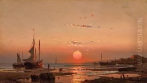 Ships at Sunset by Mauritz de Haas