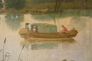 Muurschildering van een roeiboot