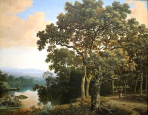 A Wooded Landscape with Travelers by Joris van der Haagen or Hagen