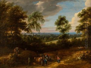 View taken in Brabant with figures and animals by Jacques d'Arthois