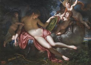 L'Amour adolescent pleurant sur le portrait de Psyche qu'il a perdue