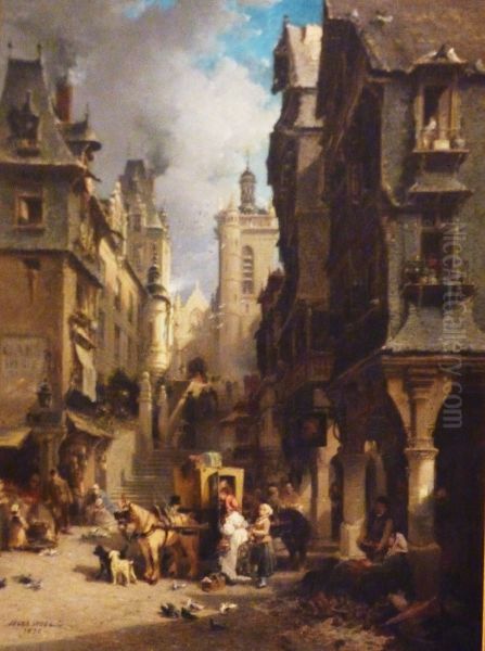 Street Scene at Morlaix in 1830 - view 1
