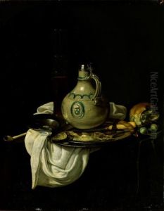 Still life with jug and herring by Jan Jansz Den Uyl
