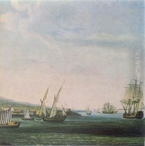 Russian navy near Catania coast by Jacob Philipp Hackert
