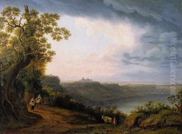 View of Lake Albano with Castel Gandolfo - view 1