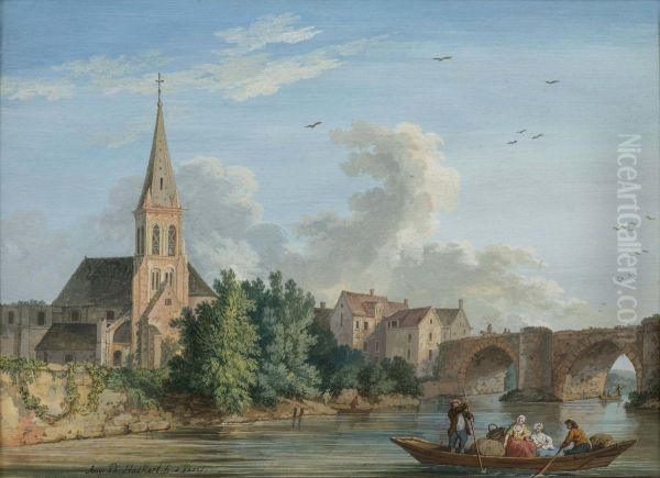 Flusslandschaft mit einer Kirche - view 1