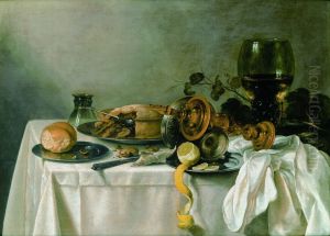 Still life with pie, 1637 by Pieter Claesz