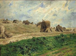 Feld mit Getreidebundeln
