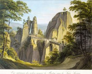 The new wooden bridge in 1826.