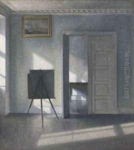 Interior with an Easel, Bredgade 25 by Vilhelm Hammershoi