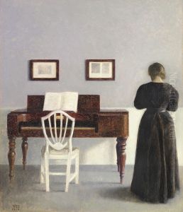 Interior with the artist's wife seen from behind.
