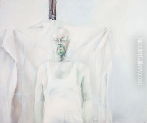 Selbstbildnis vor verhangener Staffelei by Peter Hoppe