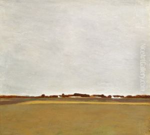 Rainy summer landscape from Virum near Frederiksdal. by Vilhelm Hammershoi
