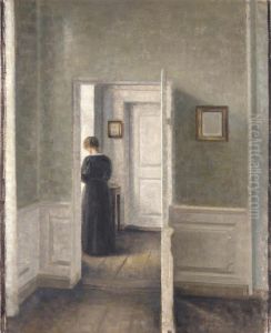 A Woman in an Interior. by Vilhelm Hammershoi