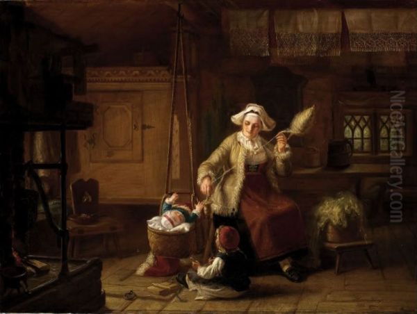 Interior with mother and child - view 1