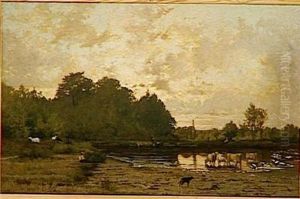 La mare du village by Hector Hanoteau