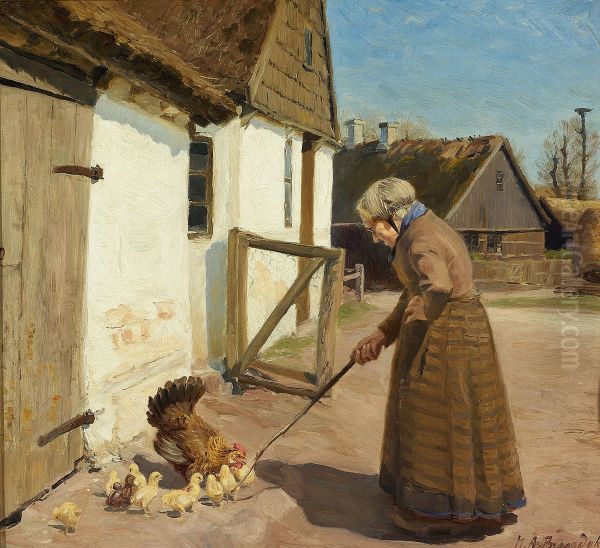 A hen with its chickens. - view 1