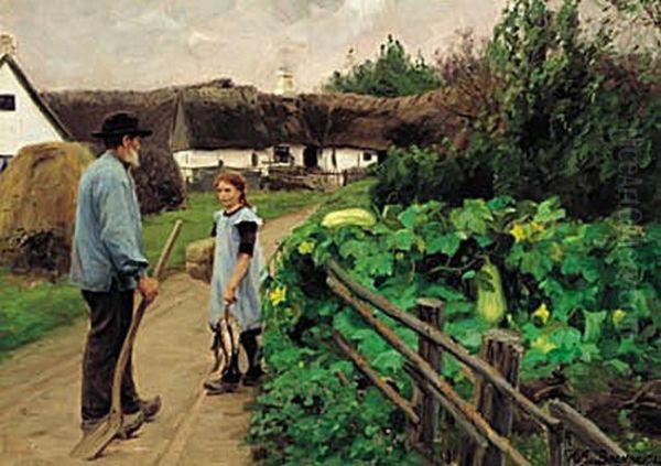 A man and a girl talking on a road. - view 1