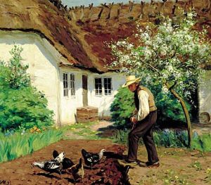 Digging the garden in springtime.