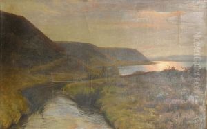 View of a hilly landscape near an inlet.
