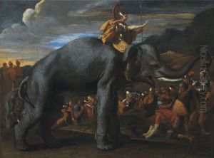 Hannibal crossing the Alps on elephants by Nicolas Poussin