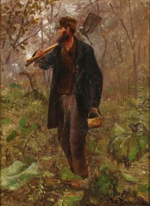 A study for the painting "Pa forbudne veje" (On forbidden roads) by H. A. Brendekilde