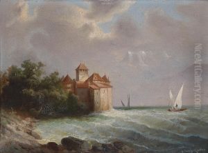 Blick auf Schloss Chillon am Genfersee by Hubert Sattler