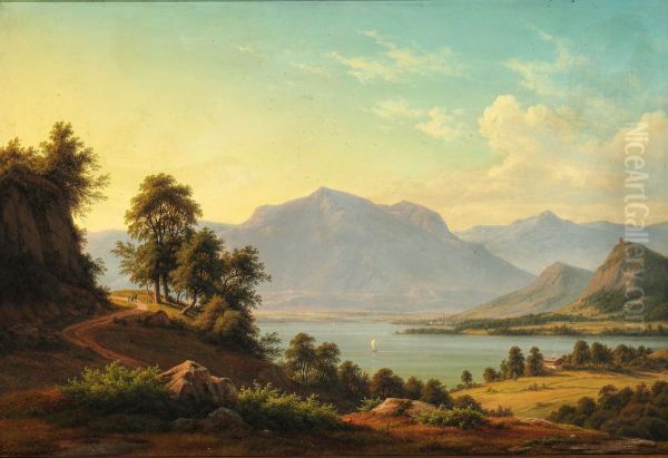 Alpine landscape with a river and tall mountains - view 1