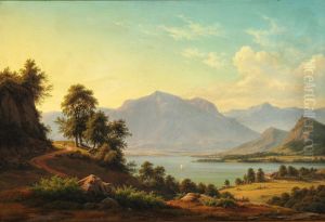Alpine landscape with a river and tall mountains