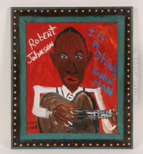 Outsider Portrait Of Guitarist Robert Johnson by James Campbell