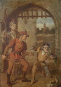 A Theatrical Scene With Figures Before Aportcullis by James Campbell