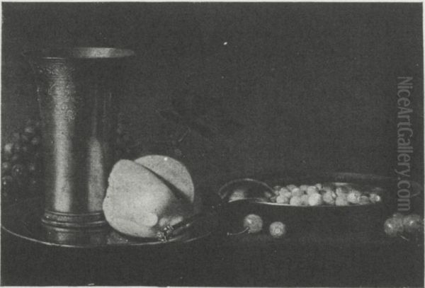 Still life with Dutch engraved beaker, berries and bread - view 1