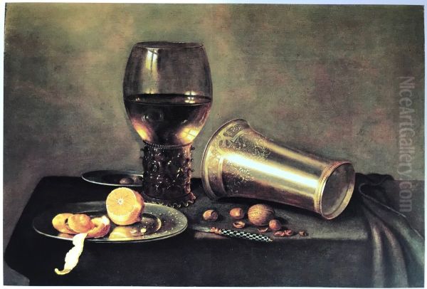 Still life with roemer, chalice, lemon and knife - view 1