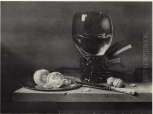 Still life with roemer, knife and lemon
