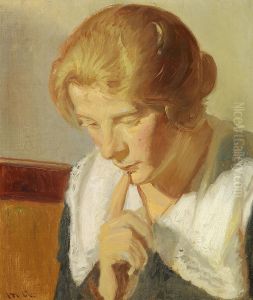 Engel Saxild playing chess. Study.