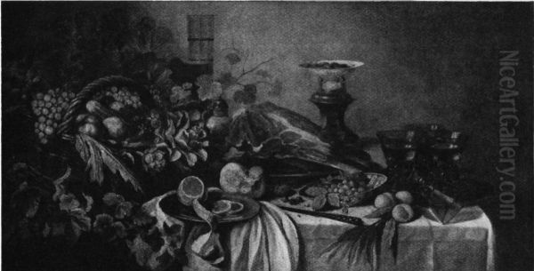 Still life with fruit on a laid table - view 1