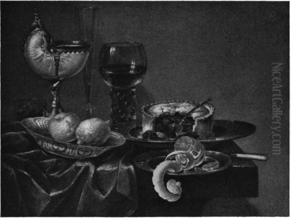 Still life with nautilus cup and pie - view 1