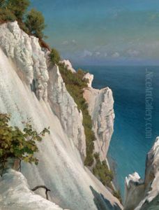 View of the sea from Moens Klint, Denmark. by Hans Fischer