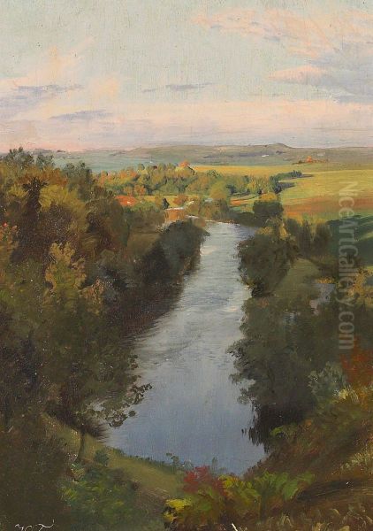 View of a valley with a stream. - view 1